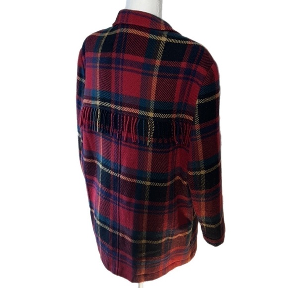Vintage Lizwear Lambswool Mohair soft Fringe Lined Lightweight Plaid Jacket 8P - Picture 7 of 12